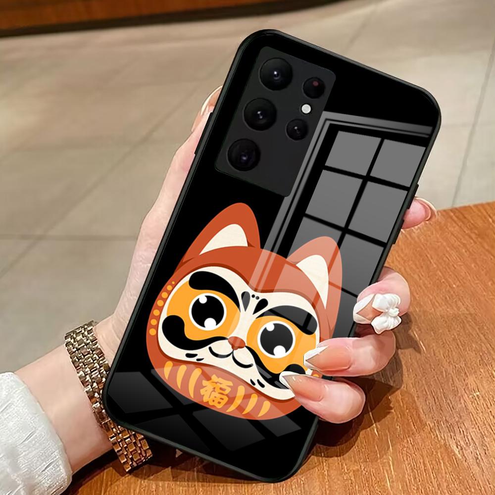 Daruma Phone Case For Samsung S25 Edge Ultra 23 22 21 20 Ultra Plus S24 Fe A54 53 25 Glass Cover
