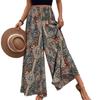 2025 Bohemian Wide-Leg Pants: Retro Colorful Print, Casual High-Waisted Loose Fit