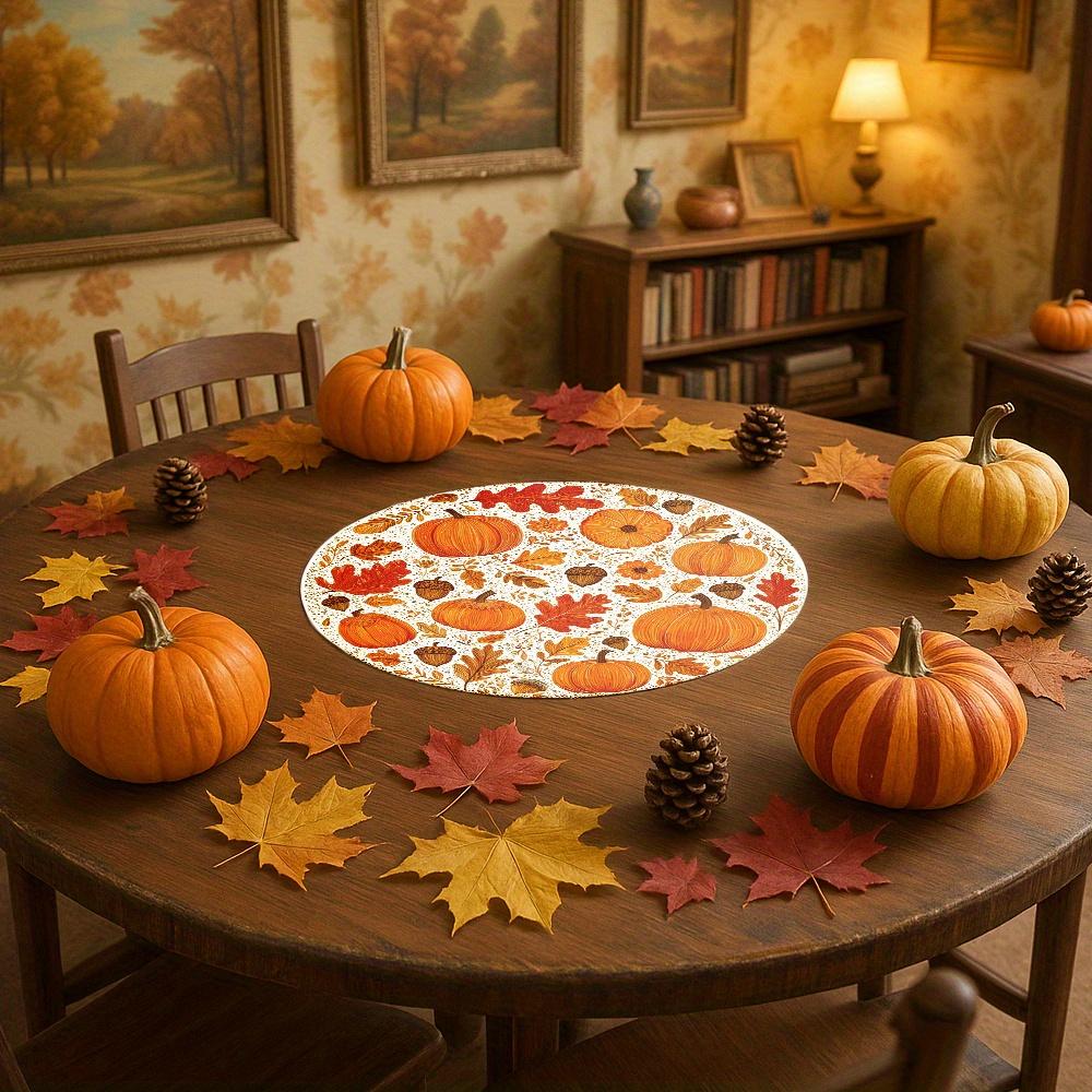 4pcs Autumn Meal Mat Farmhouse Thanksgiving Table Decoration, Suitable for Harvest Parties and Autumn Dining - Home Table Mat