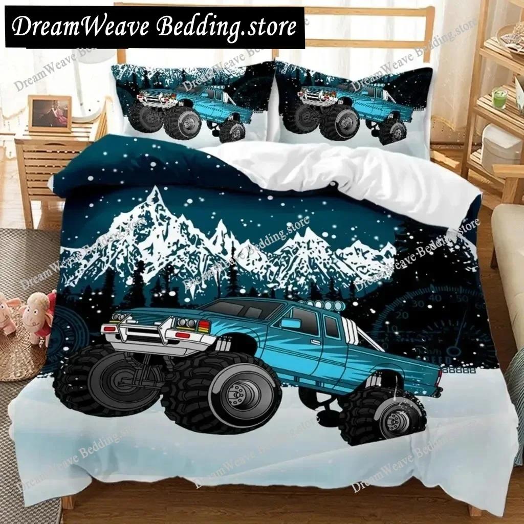 Engineering Vehicle Duvet Cover Set Engineering Vehicle Pickup Truck Off Road Vehicle Polyester Bedding Set Double Queen King741