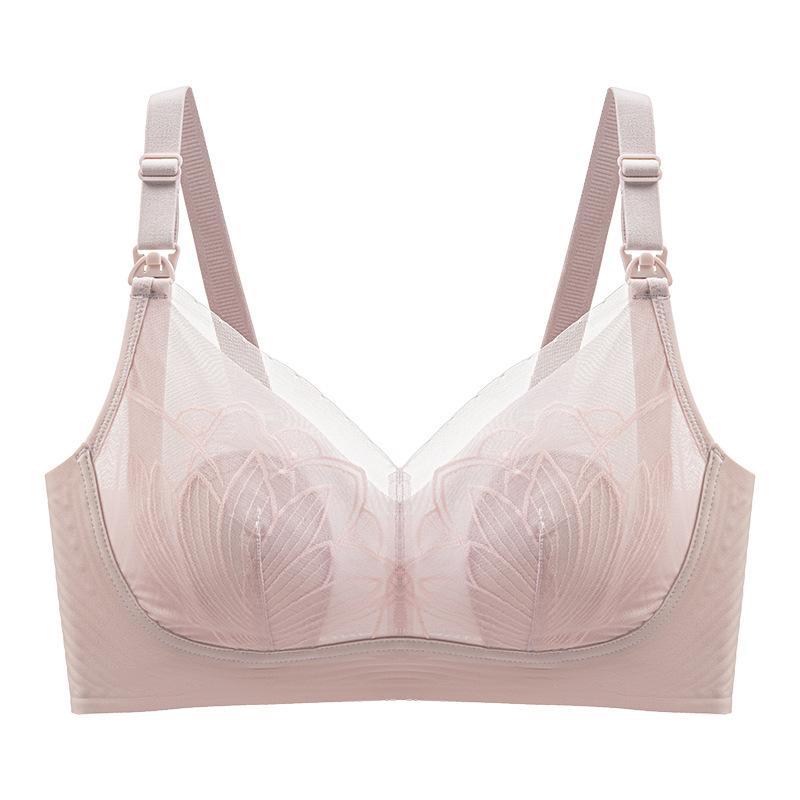 

Тонкий вышитый бюстгальтер для беременных Лотос Прохладный дышащий антибактериальный кружевной бюстгальтер для кормления 3XL фиолетовый