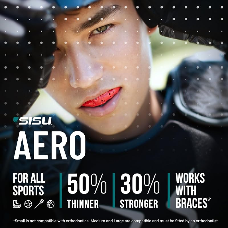 SISU Aero 1.6mm Sports Mouthguard for Basketball, Soccer, Hockey, and Lacrosse - Youth and Adult Sizes - Customizable