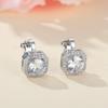 Wish platinum super flash square full of diamonds and large zircon ear clips, simple and small temperament