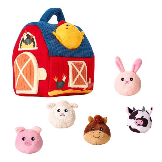 Baby Plush Farmhouse Toy Set with Stuffed Farm Animals Toddlers Boys