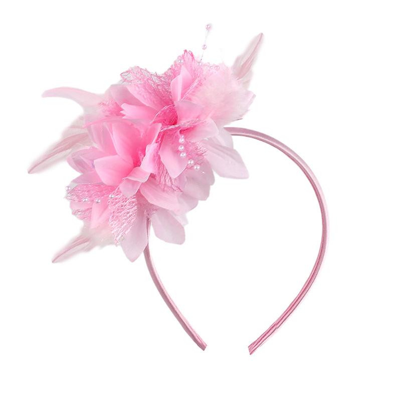 1PC Flower Headpiece Glam Cocktail Tea Party Hair Accessories Feather Headband 10 Colors Feather Fascinators for Women & Girls