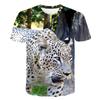 Men's T-shirt Short Sleeved Round Neck Leopard Animal 3D Printed Loose Fit Men's T-shirt