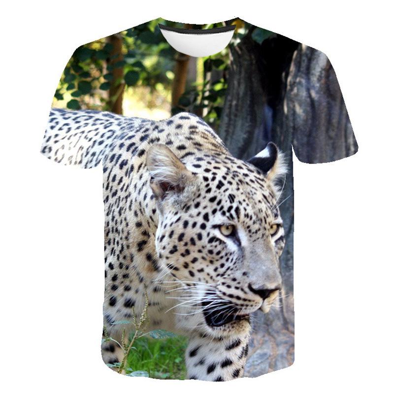 Men's T-shirt Short Sleeved Round Neck Leopard Animal 3D Printed Loose Fit Men's T-shirt