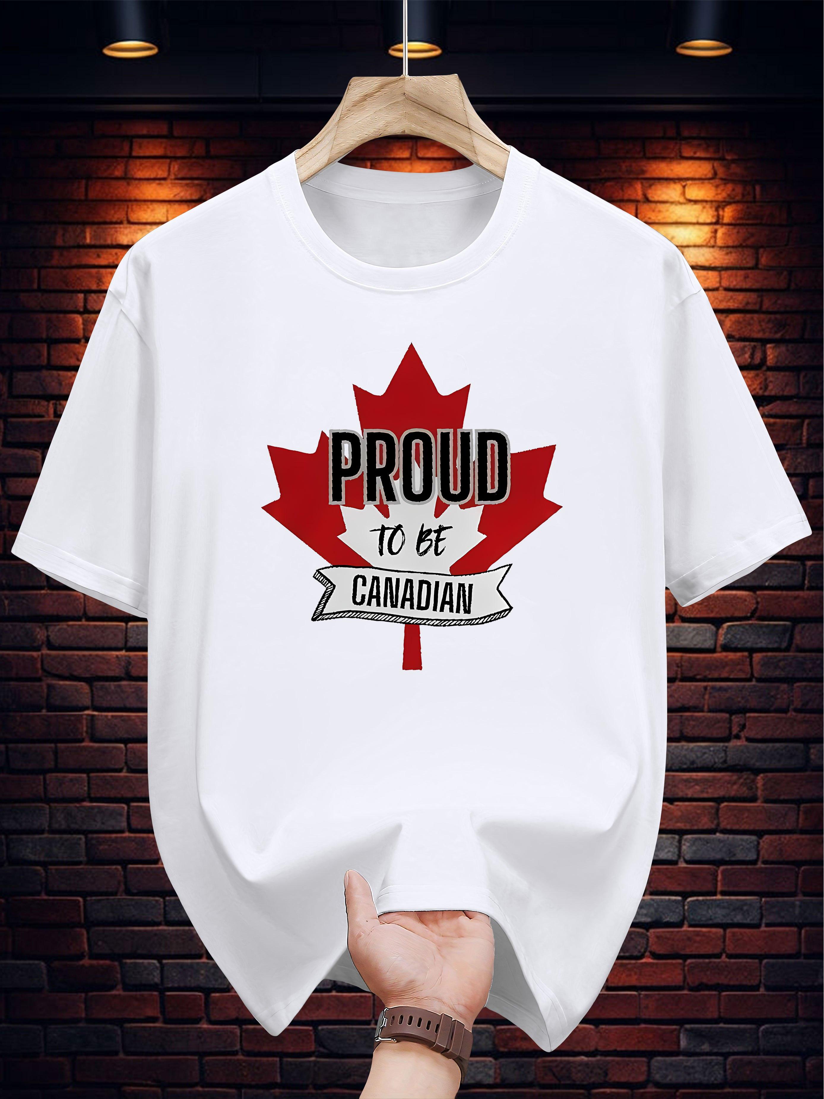 200g 100% Cotton Short Sleeve T-shirt - Navy Blue Canadian Pride Graphic Print XL