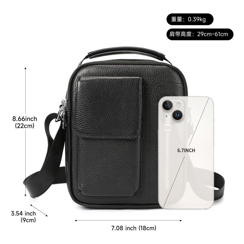 

Fashionable Genuine Leather Foreign Trade Men s Bag High-end Business Leisure Shoulder Top Layer Cowhide Multifunctional Simple Crossbody Trendy чёрный