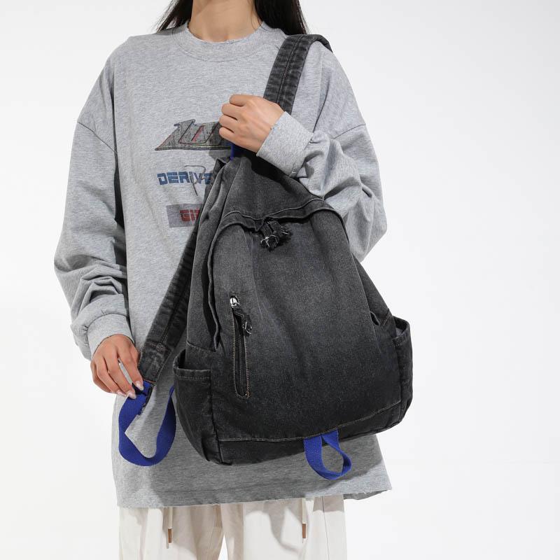 Gradient Denim Backpack Large Capacity Women's Retro Backpack