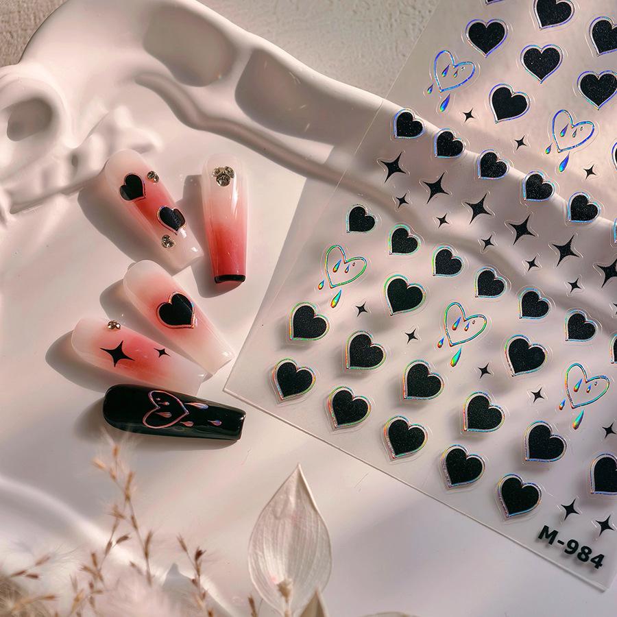 

TENSOR Retro Heart Bow & Fine Line Nail Stickers Decorations M984