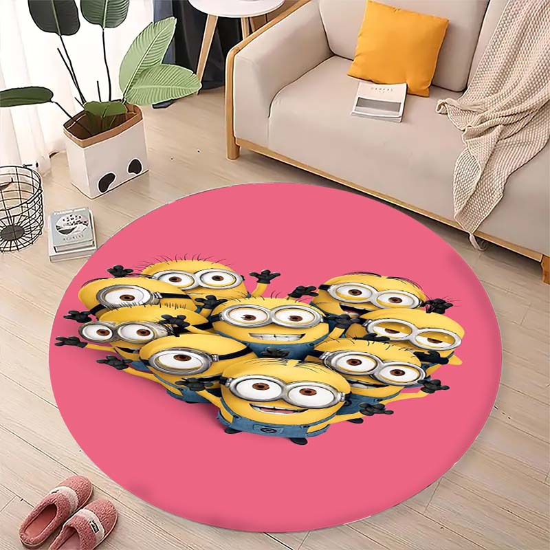 Minions Themed Round Rug Classic Movie Character Printed Circular Mat For Children Bedroom Nursery Playroom Home Decoration