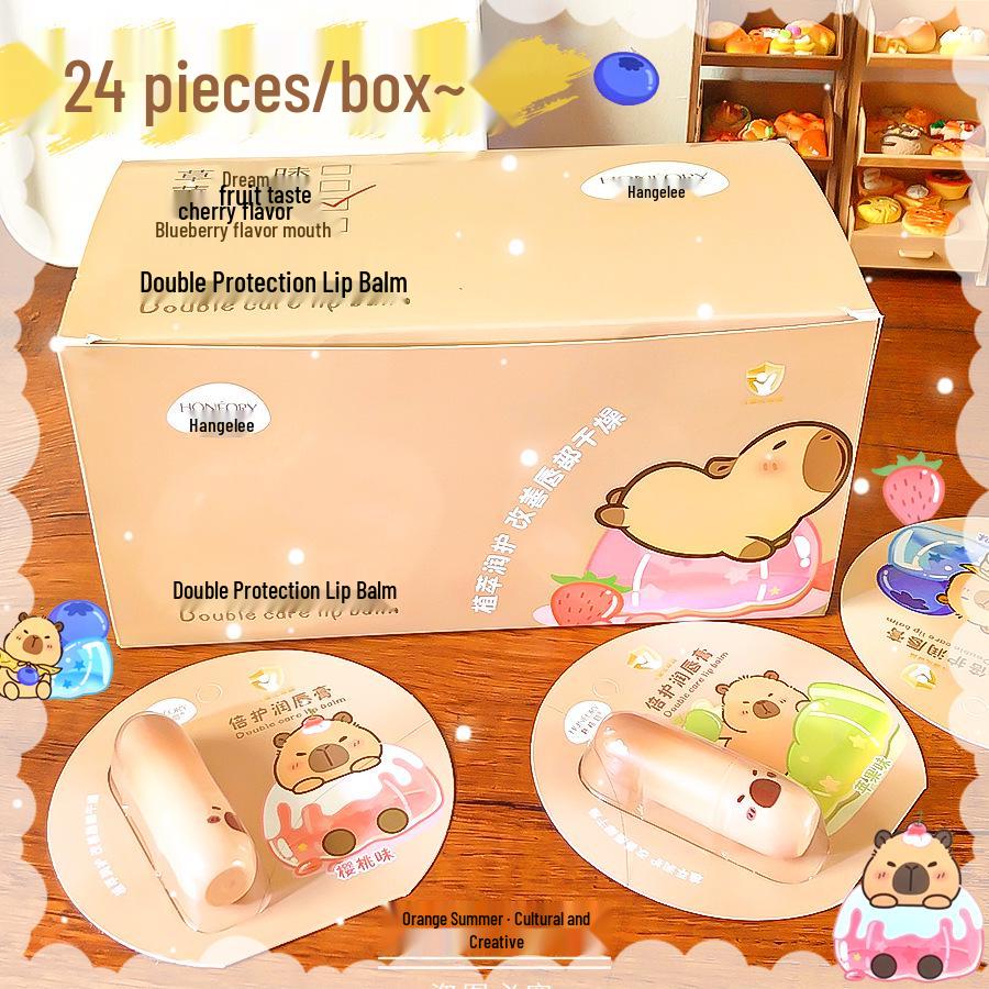 Capybara Colorless Lip Balm - Cute Cartoon Design, High-Value, Creative, Portable for Students