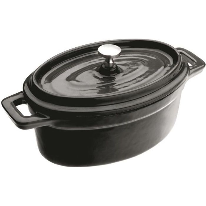 Ibili 726015N Mini Cocotte Ovale Noir 15x10x6 Cm