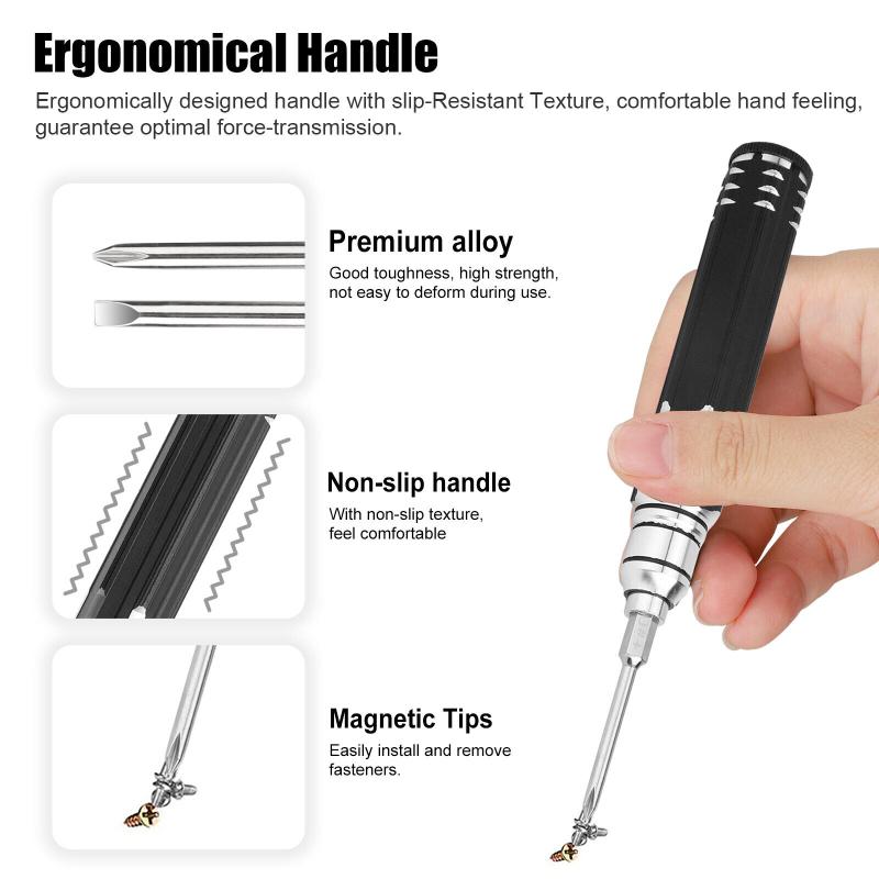 10-in-1 Repair Tools Kit, Hex Screwdrivers Wrench Phillips Kit With Ergonomic Anti Slip Texture