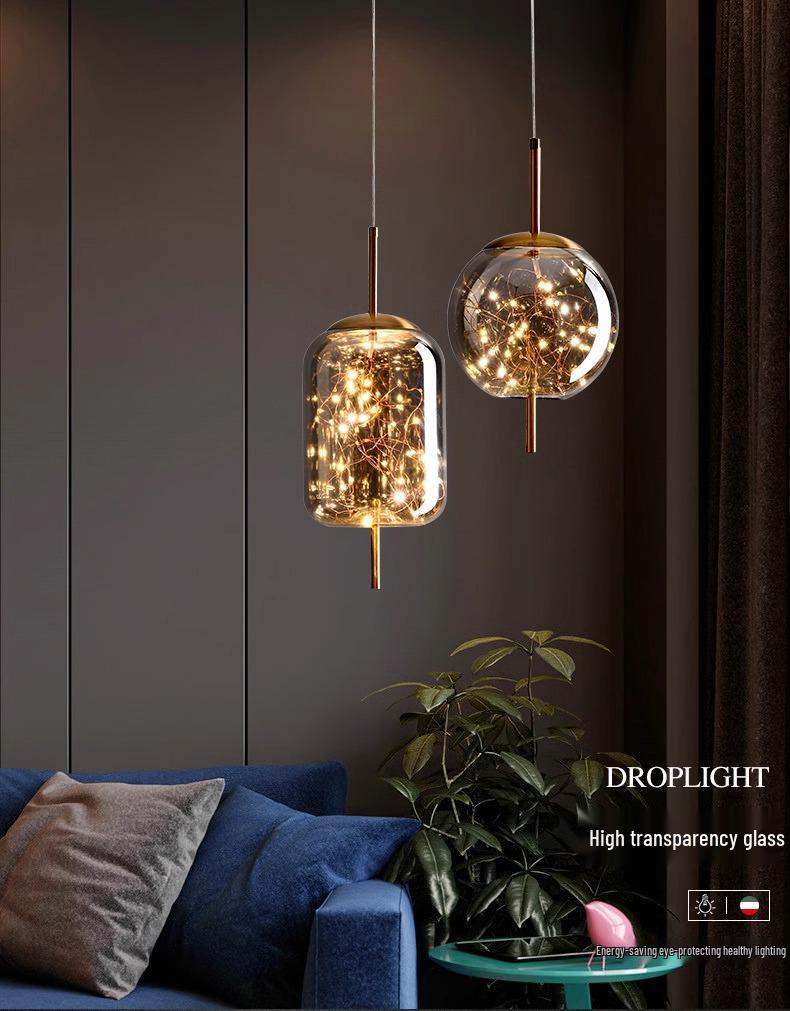 Elegant Art Glass Pendant Light for Bedroom and Bar