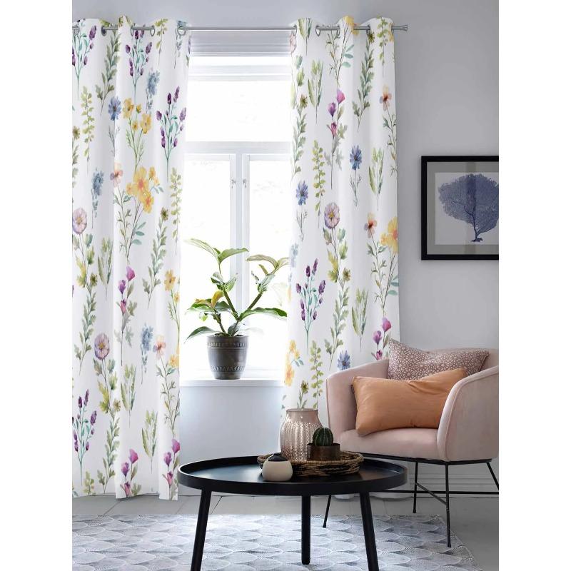 Blumen-Aquarell-handbemalte Fenstervorhänge für Wohnzimmer, Schlafzimmer, Vorhang, moderne Küche, Jalousien, Vorhänge