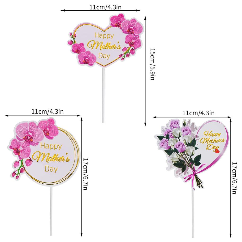 12 pcs Happy Mother's Day Cake Topper Mom Letter Cake topper Pink, Decorative Party Cake Decoration for Mother's Day