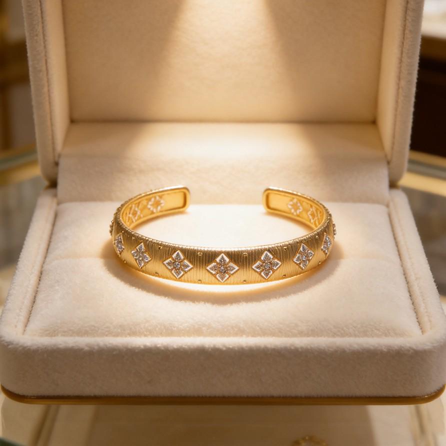Korean Geometric Open Cuff Bracelet in Gold & Silver