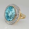 Huitan Round Shaped Women Two Tone Ring Gentle Wedding Party Inlaid Brilliant Blue Cubic Zirconia Fashion Accessories Jewelry