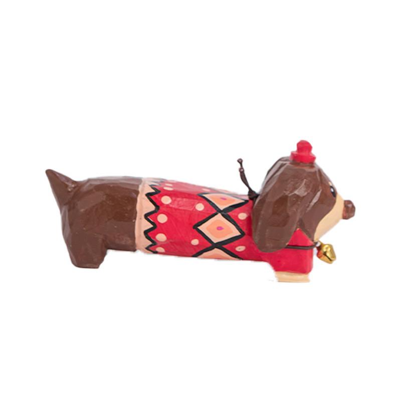 

Wooden Dachshund Carved Decor With Creative Design For Home Or Office Display