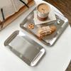 2PCS/SET Flat Design Stainless Steel Tray Rustproof Seafood Plate Storage Tray Shallow Tray  Buffet