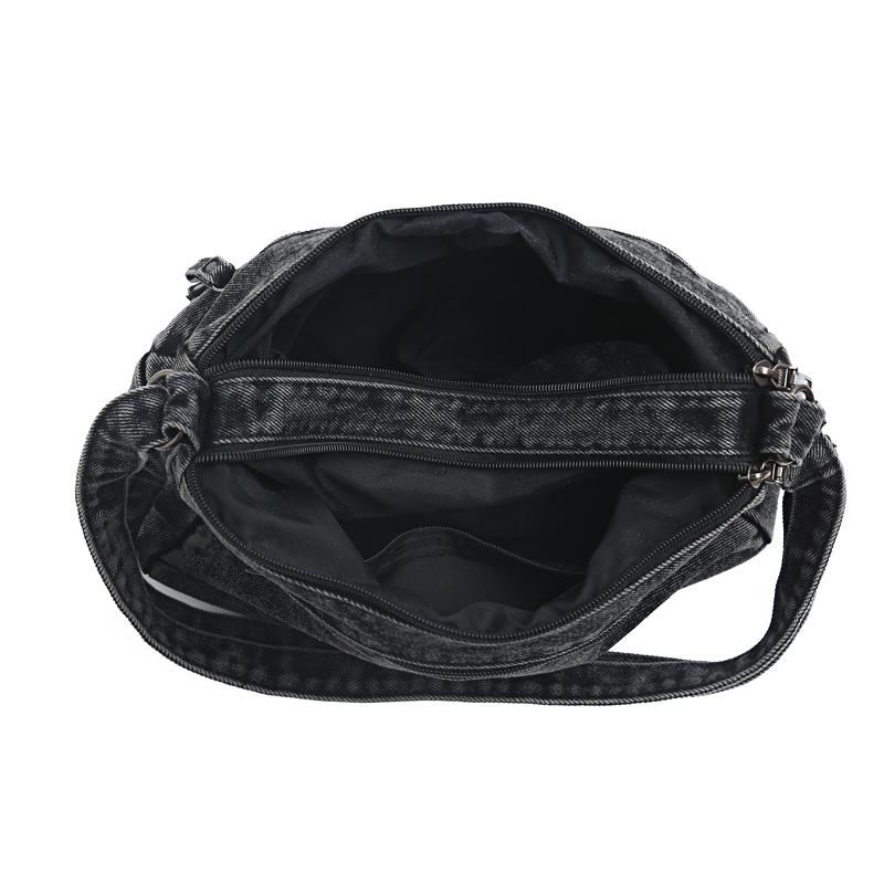 Large Capacity Denim Bag Women's Shoulder Bag Multi-Compartment Crossbody Bag