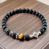 Naturstein Armband 6mm Perlen Natur 7A Tigerauge Lavastein Glücksarmbänder Für Frauen Männer Schmuck Pulseras Homme