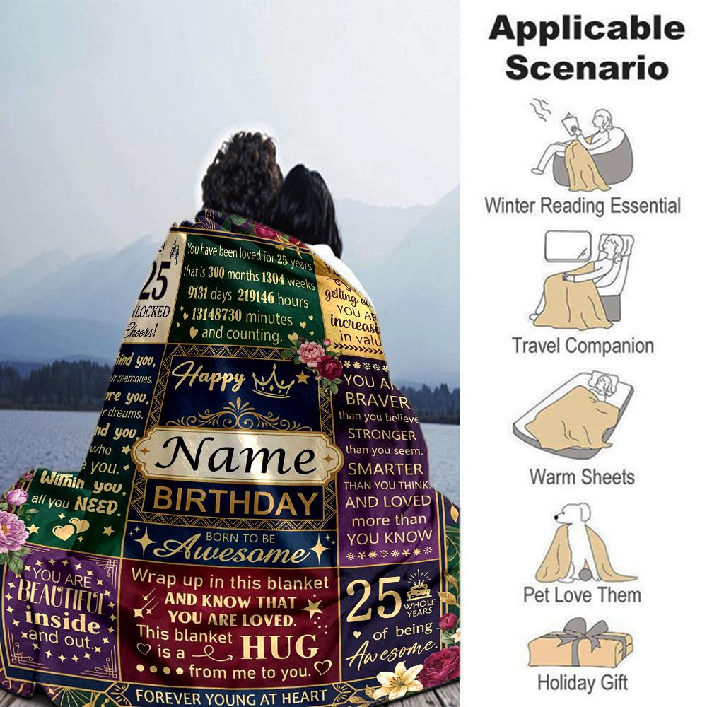 Happy Birthday Celebration Blanket Comfortable Texture For Sofa Couch Office Bed Picnics Allseason Use Cozy Home Lovers Ideal Gift For Birthday