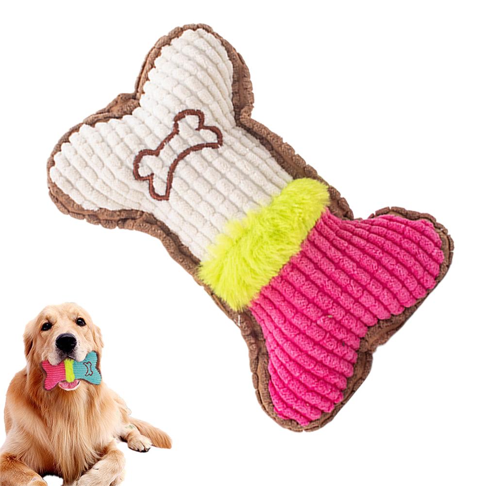 Squeaky Plush Bone Dog Toy, Interactive Textured Fabric Chew Toy For Small To Medium Dogs Anxiety Relief Entertainment