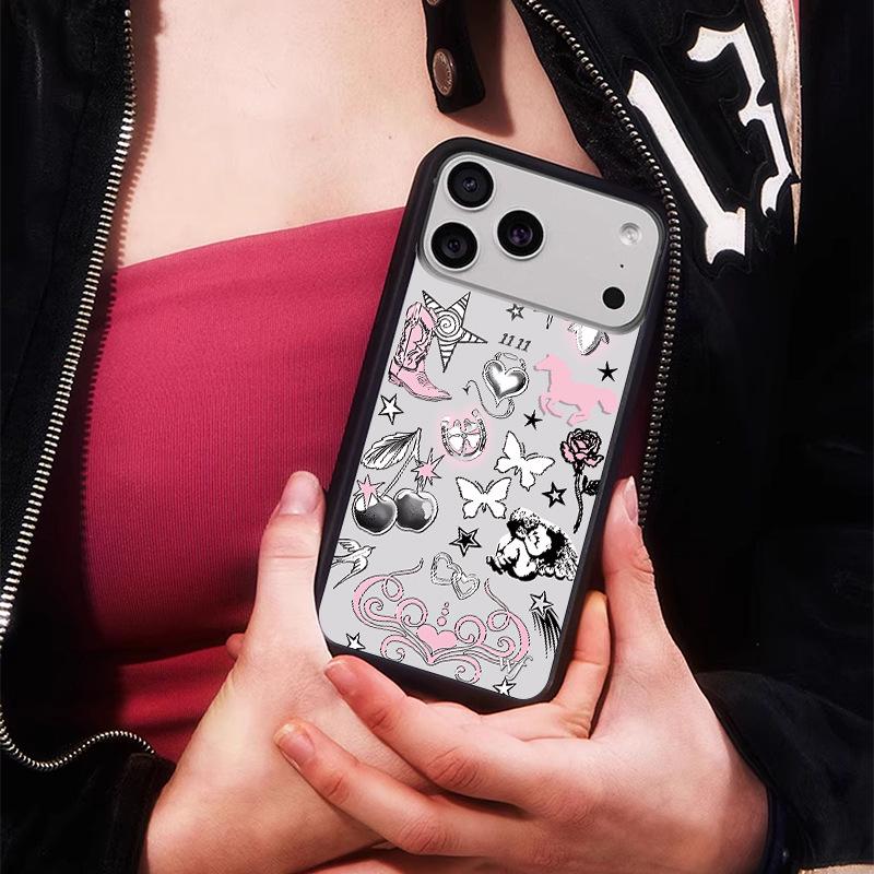 Hot Girl Style Sticker Phone Case for iPhone 17, 16 Pro Max, 15 Plus, 13/14
