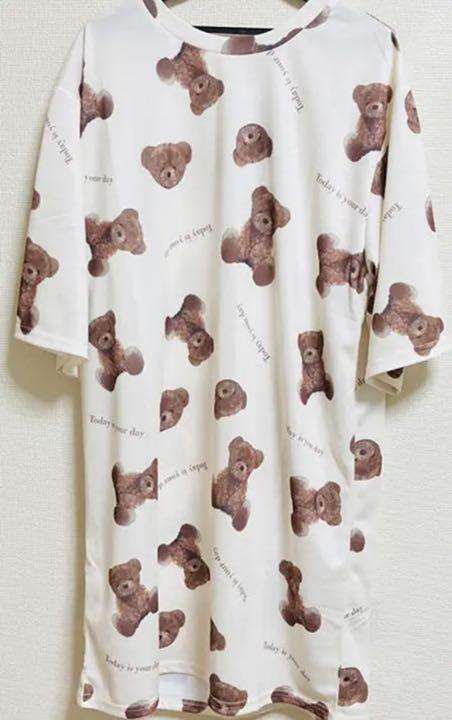 

[Б/У] Футболка с медведем, футболка с длинным рукавом, платье-комбинация, мечтательный, 3L, плюшевая игрушка-медведь массового производства, сказочный, мина