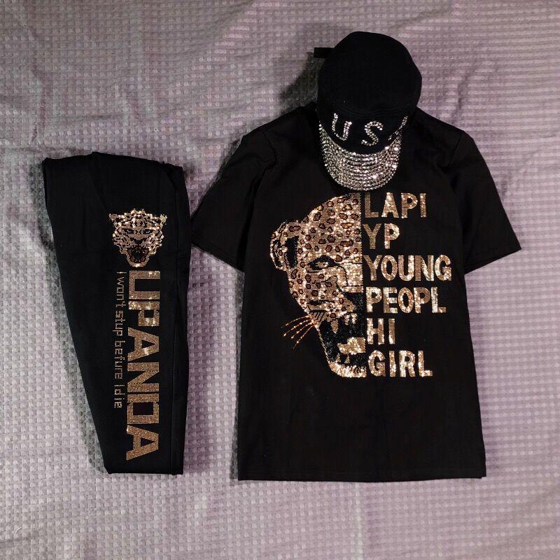 Retro Nische Übergröße Damen Sommer Zweiteiler mit kurzen Ärmeln und stilvollem Strass-Design