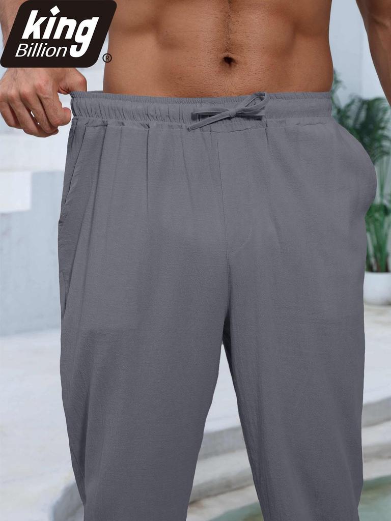 Summer Men's Lightweight Linen Blend Pants - Casual Relaxed Fit Breathable Beachwear Comfortable Vacation Style Trousers
