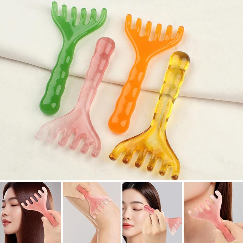 Kopfmassagegerät Harz Hirschgeweih Kopfhautmassage Gua Sha Kopf Entspannung Stressabbau Schlaf verbessern Kopfhautschaber Massagegerät