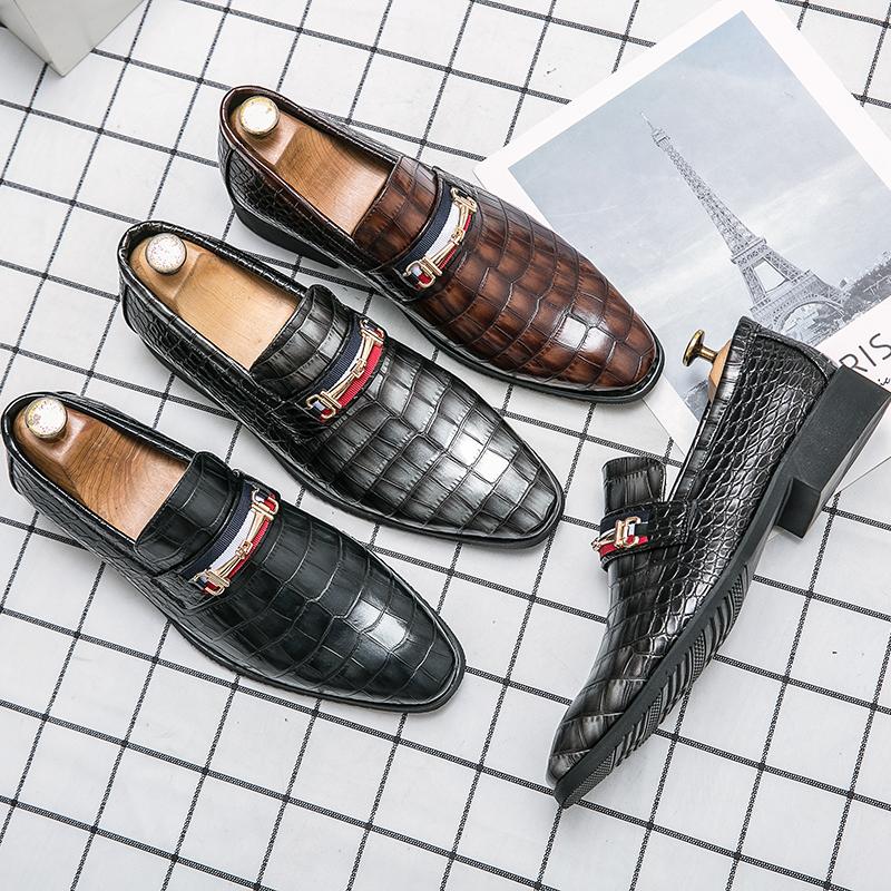 Designer Leather Brand Luxury Men Casual Formal Office Bussiness Dress Brown Black Loafers Mens Moccasins Italian Wedding Shoes