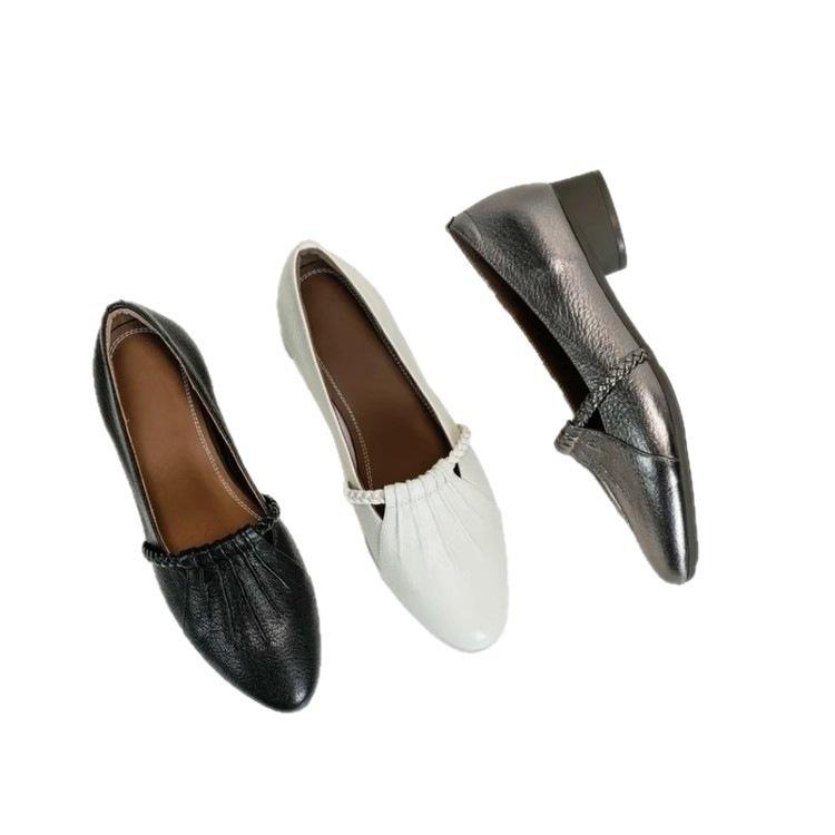 Autumn casual Doudou shoes new shoes flat single shoes soft leather shallow mouth soft sole soft surface leather shoes