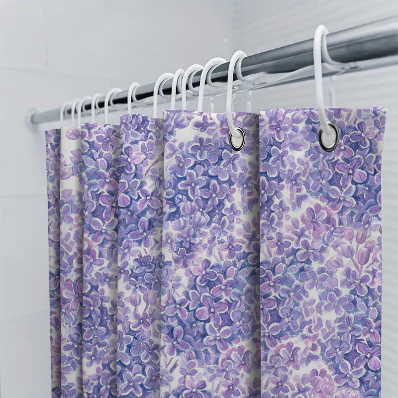 Purple Floral Shower Curtain Waterproof Bath Decorations Printed Decoration Modern Home Bathroom Linen Shower Curtains Set For B