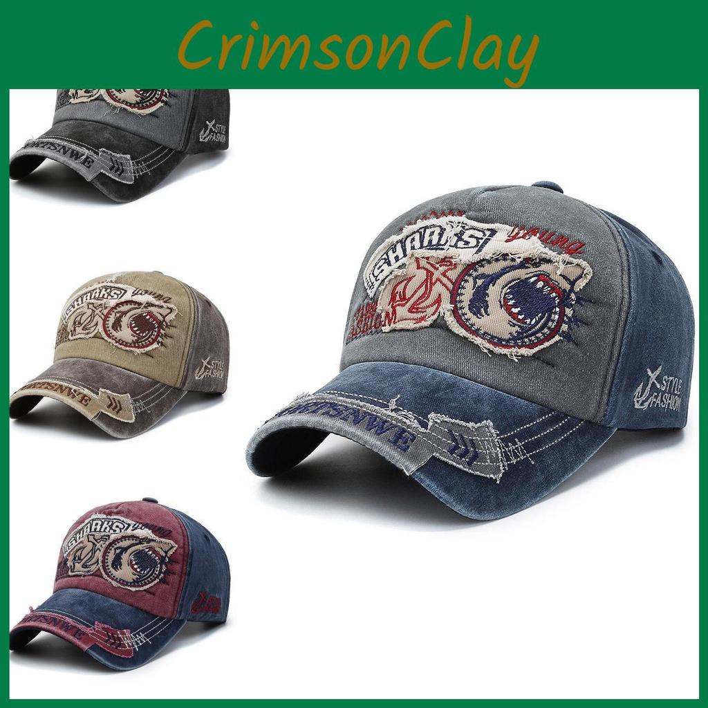 Baseball Shark Embroidery Cap Outdoors Casual Peaked Caps Sun Protection Gift