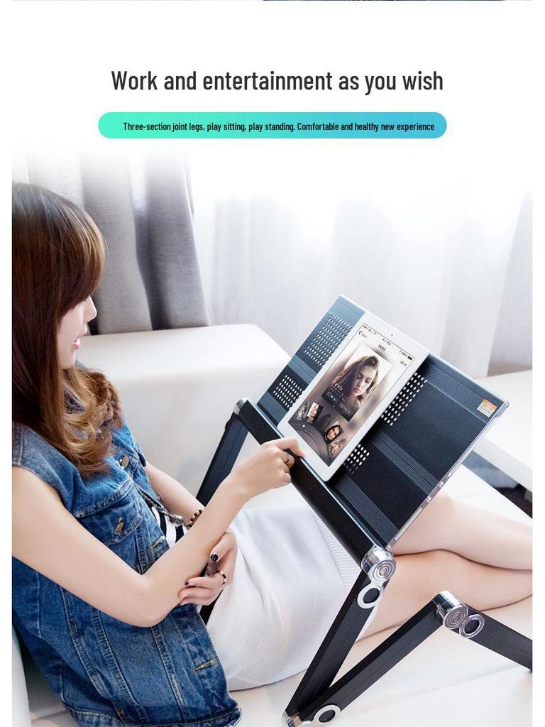 Adjustable Aluminum Laptop Desk - Folding Bed Tray Table