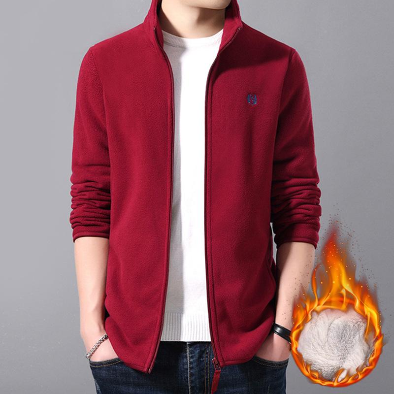 Fleece Jacket Men's Polar Fleece Jacket Men's Top Outdoor Jacket Liner Spring Autumn Winter Double-sided Thickened Sweatshirt Cardigan