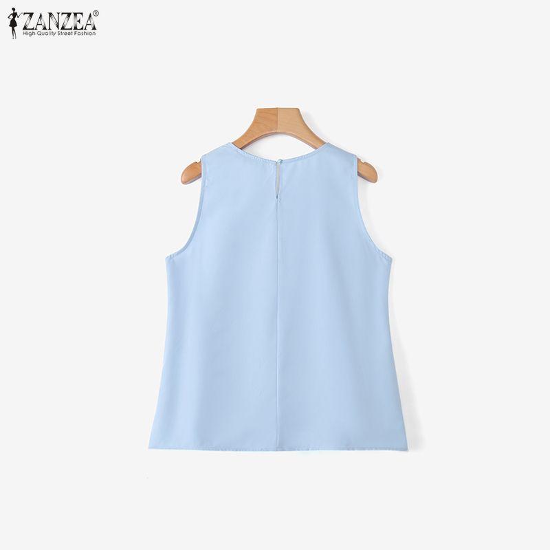 ZANZEA Women Summer Casual Round Neck Sleeveless Tank Tops