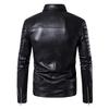 Men's leather jacket with multiple zippers, men's leather messenger bag, motorcycle-style PU leather jacket for riding a Harley motorcycle.