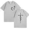 Heart Cross Print T-shirt for Men Clothes Faith Male T-shirts Summer Plus Size Tee Shirt Oversized T Shirt Jesus Tops