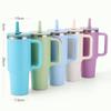 1200ml Handled Tumbler 304 Stainless Steel Double Wall Vacuum Insulated Water Cup Straw Lid Ice Coffee Beer Mug