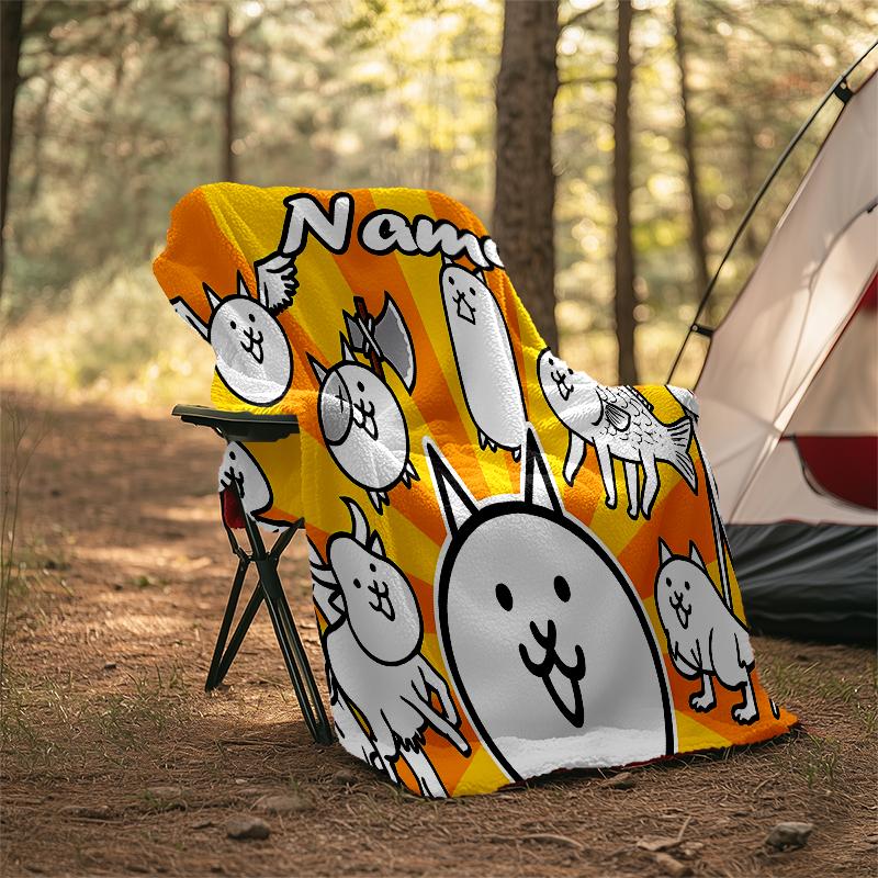 Personalized Custom Name Blanket - The Battle Cats Print Design,Blanket for Sofa,Bed,Travel,Camping - Soft and Warm, Great Gift