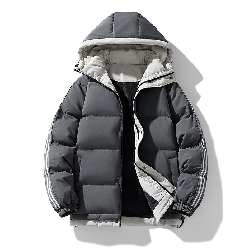 Casual down cotton jacket men's autumn and winter new young and middle-aged Hong Kong style cotton jacket loose plus size hooded cotton jacket
