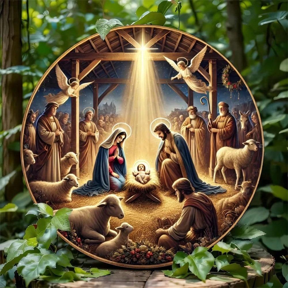 Vintage Metal Tin Sign Christmas Birthday Round Wall Art Home Decor