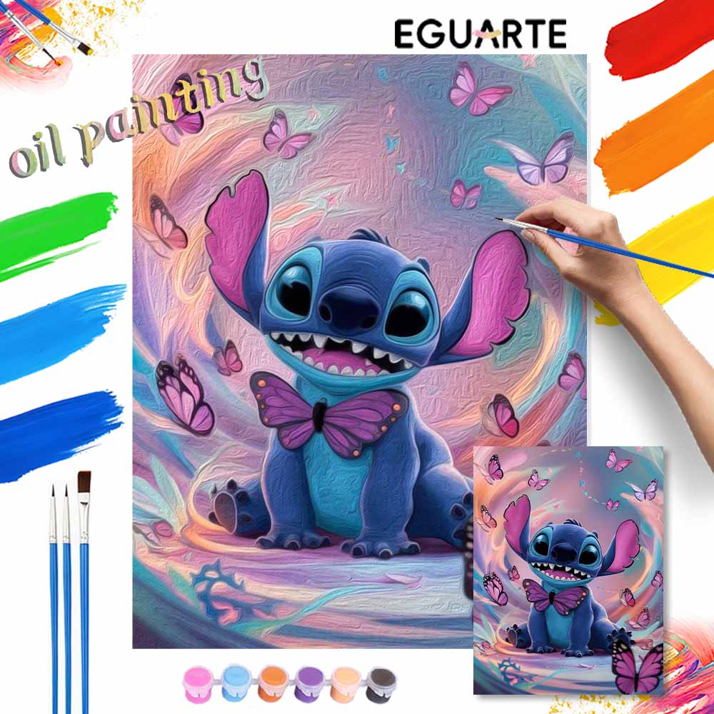 Disney Stitch Butterfly Paint By Number Kit Number Drawing Canvas DIY Picture Home Decor Arts Craft Wall Decoration For Room Decor