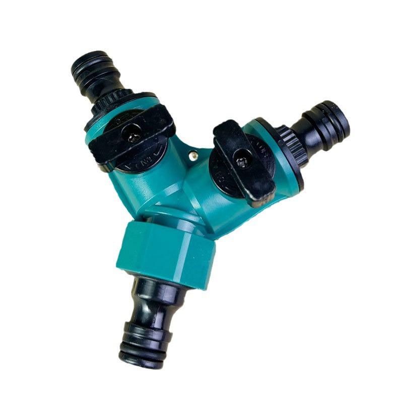 Y-Shaped 3-Way Water Pipe Splitter with One-to-Two Switch, Fits 3/4-Inch and 1-Inch Quick Connectors